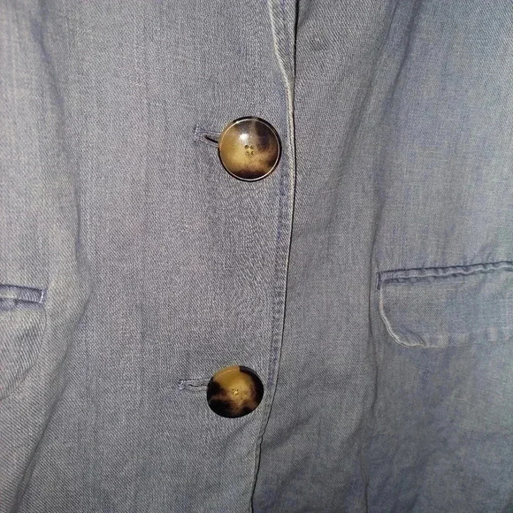 J Jill Womens Blue Denim Blazer Jacket Cape Wash Long Sleeve Size Large Tall - Picture 5 of 7